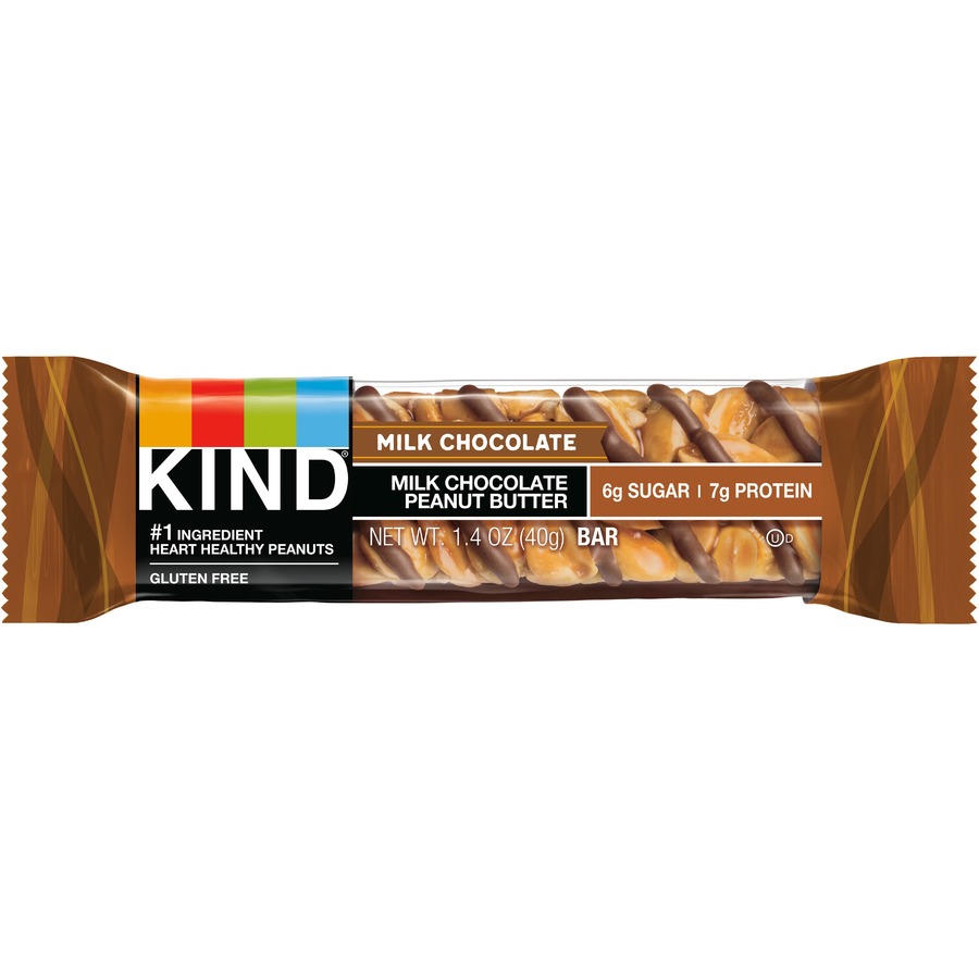 KIND Milk Chocolate Peanut Butter Nut Bars - Low Sodium, Gluten-free, Individually Wrapped, Low Glycemic - Milk Chocolate Peanut Butter - 12 / Box