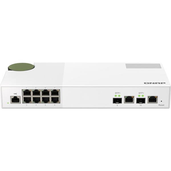 QNAP (QSW-M2108-2C) Management Switch, 8 port 2.5Gbps, 2 port 10Gbps SFP+/ NBASE-T Combo. Easy management with web browser.