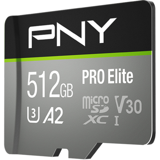 PNY PRO Elite 512 GB Class 10/UHS-I (U3) microSDXC - 100 MB/s Read - 90 MB/s Write