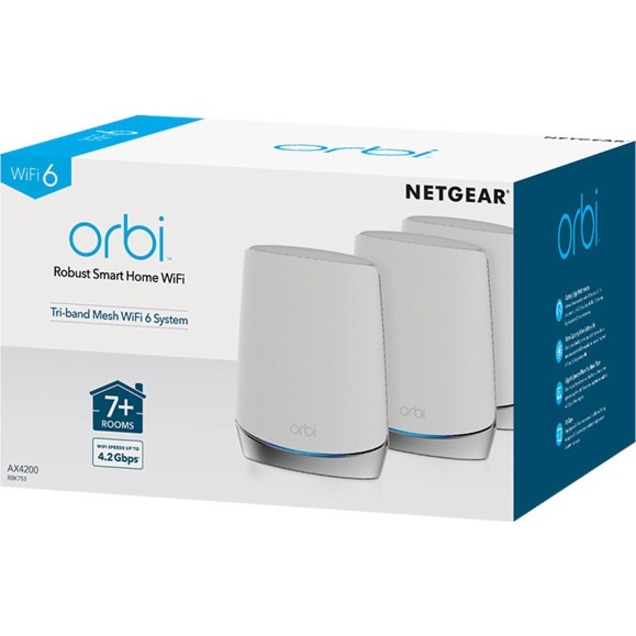 Netgear Orbi RBK753 Wi-Fi 6 IEEE 802.11ax Ethernet Wireless Router