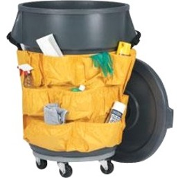 Globe Caddy Bag for Round Containers - 20.50" (520.70 mm) Length - Yellow - Vinyl - 1Each - Cleaning Supplies, Garbage Can - Janitorial Organizers - GCP9605