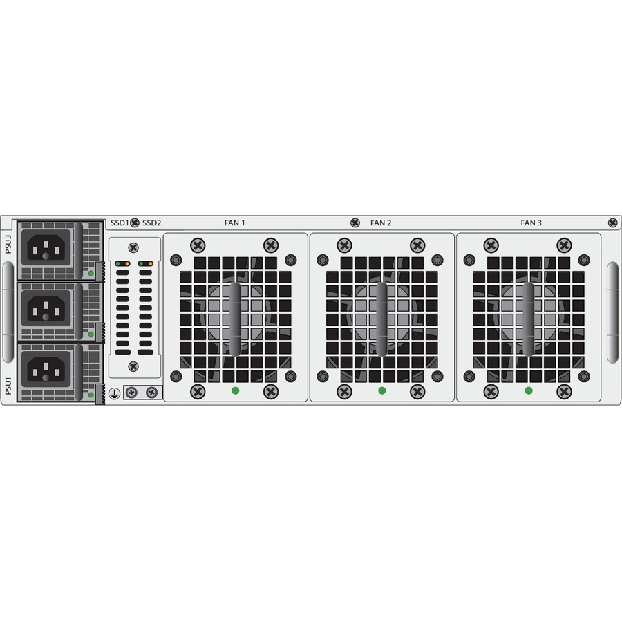 Fortinet FG-6300F-DC next-gen firewall with 4 x 100GE, 24 x 25GE, and 3 x 10GE slots — alternate view 1