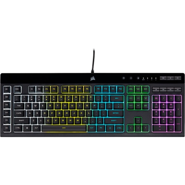 The CORSAIR K55 RGB PRO Gaming Keyboard lights up your desktop with five-zone dynamic RGB backlighting and powers up your gameplay with six easy to set up dedicated macro keys. The K55 RGB PRO XT is certified for IP42 dust and spill-resistance to stand up