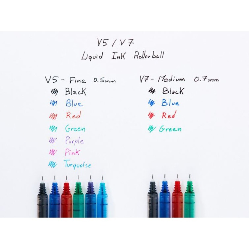 Pilot V5 Hi-Tecpoint 0.5mm Rollerball Pens - Blue, Black and Red 