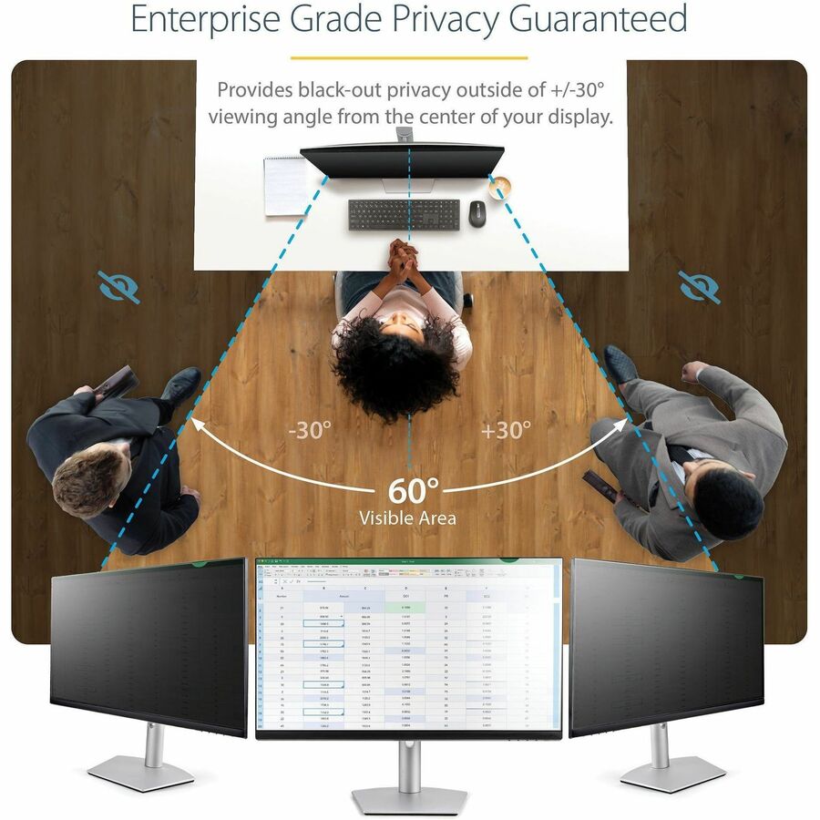 StarTech Monitor Privacy Screen for 34in Ultrawide Display, 21:9 Widescreen Computer Screen Security Filter, Blue Light Reducing, TAA