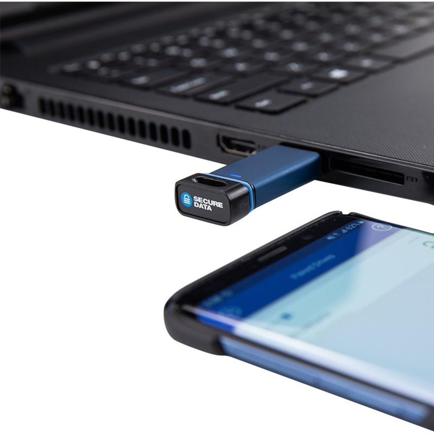 SecureDrive SecureUSB BT Hardware-Encrypted USB Flash Drive with Phone Authentication