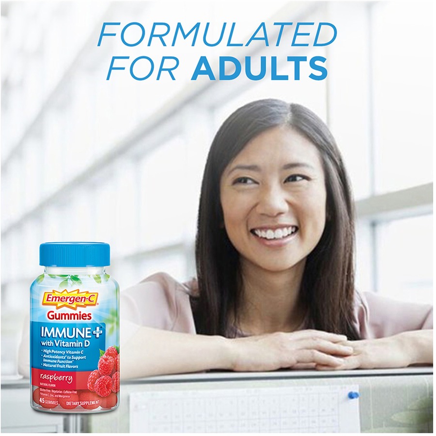 Emergen-C Immune+ Raspberry Gummies - For Immune Support - Raspberry - 1 Each - 45 Per Bottle