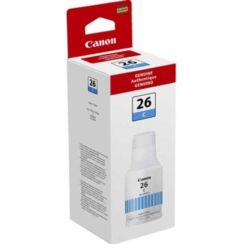 Canon GI-26 Pigment Cyan Ink Bottle - Inkjet - Pigment Cyan - 14000 Pages - 132 mL - High Yield