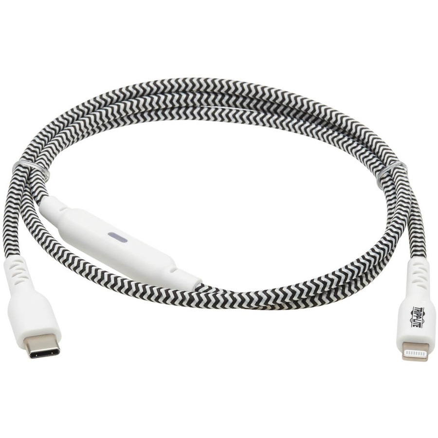 Tripp Lite by Eaton Heavy-Duty USB-C to Lightning Sync/Charge Cable with Status LED - MFi Certified M/M USB 2.0 3 ft.