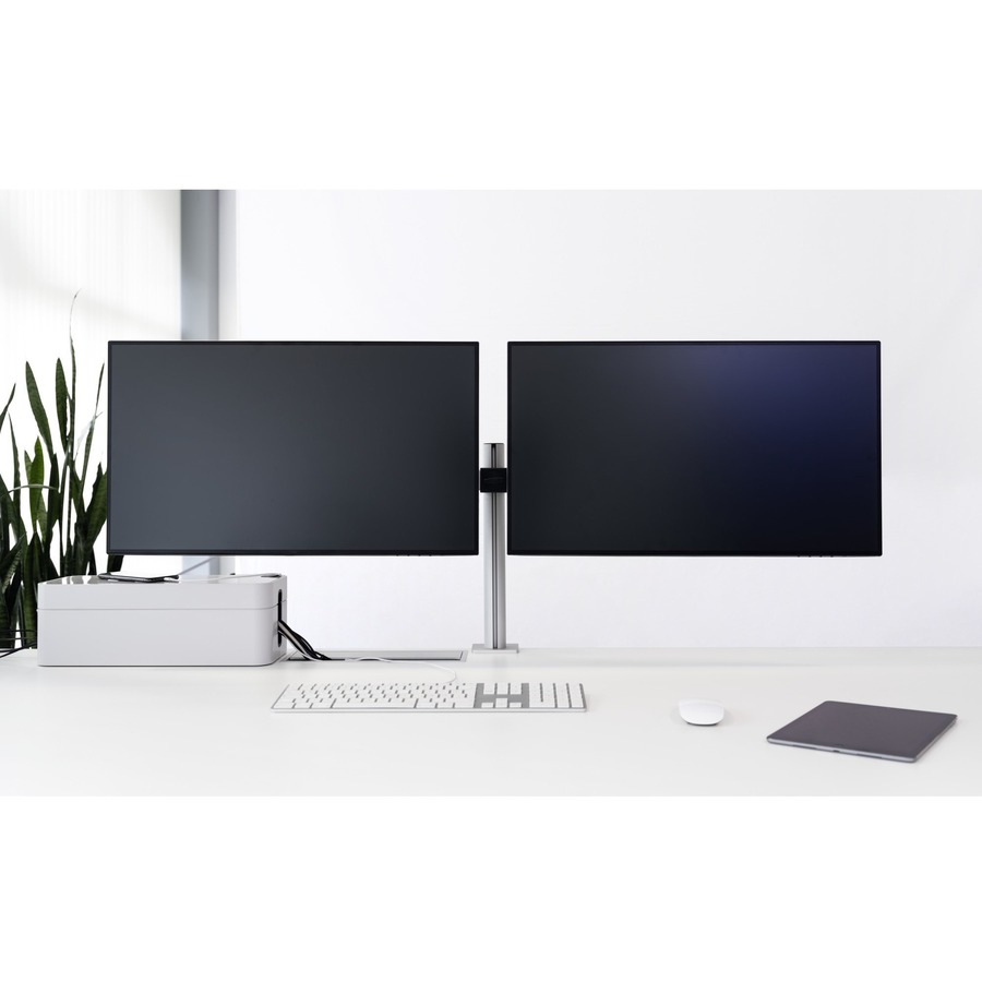 DURABLE Mounting Arm for Monitor - Silver - Height Adjustable - 2 Display(s) Supported - 27" Screen Support - 17.64 lb Load Capacity - 75 x 75, 100 x 100 - Aluminum, Plastic - 1 Each