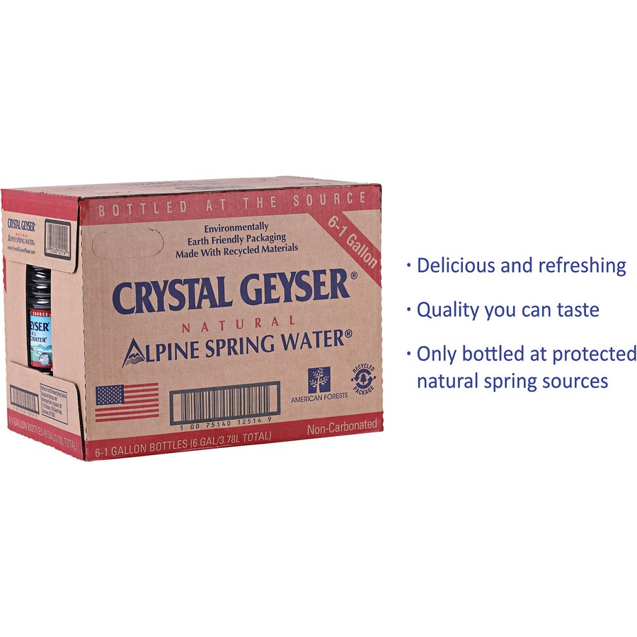 Crystal Geyser Alpine Bottled Spring Water - Ready-to-Drink - 127.99 fl oz (3.79 L) - 288 / Pallet
