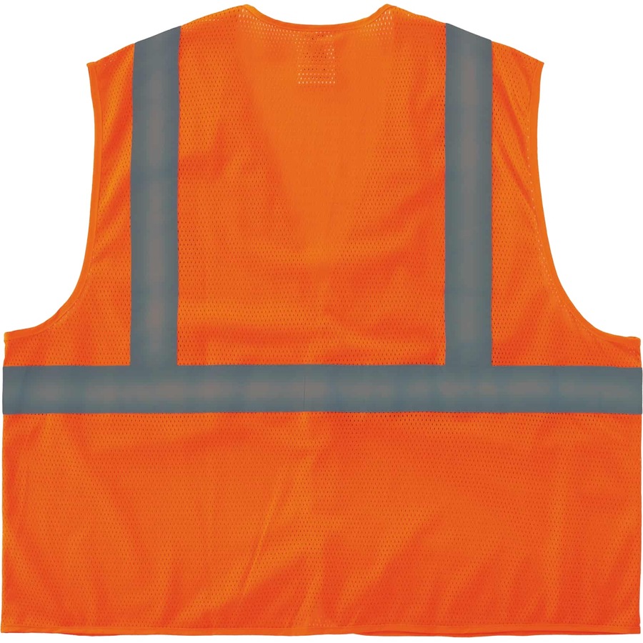 GloWear 8205HL Super Econo Mesh Vest - Recommended for: Construction, Emergency, Warehouse, Baggage Handling - 4-Xtra Large/5-Xtra Large Size - Hook & Loop Closure - Polyester Mesh, Mesh Fabric - Orange - Lightweight, High Visibility, Reflective - 1 Each
