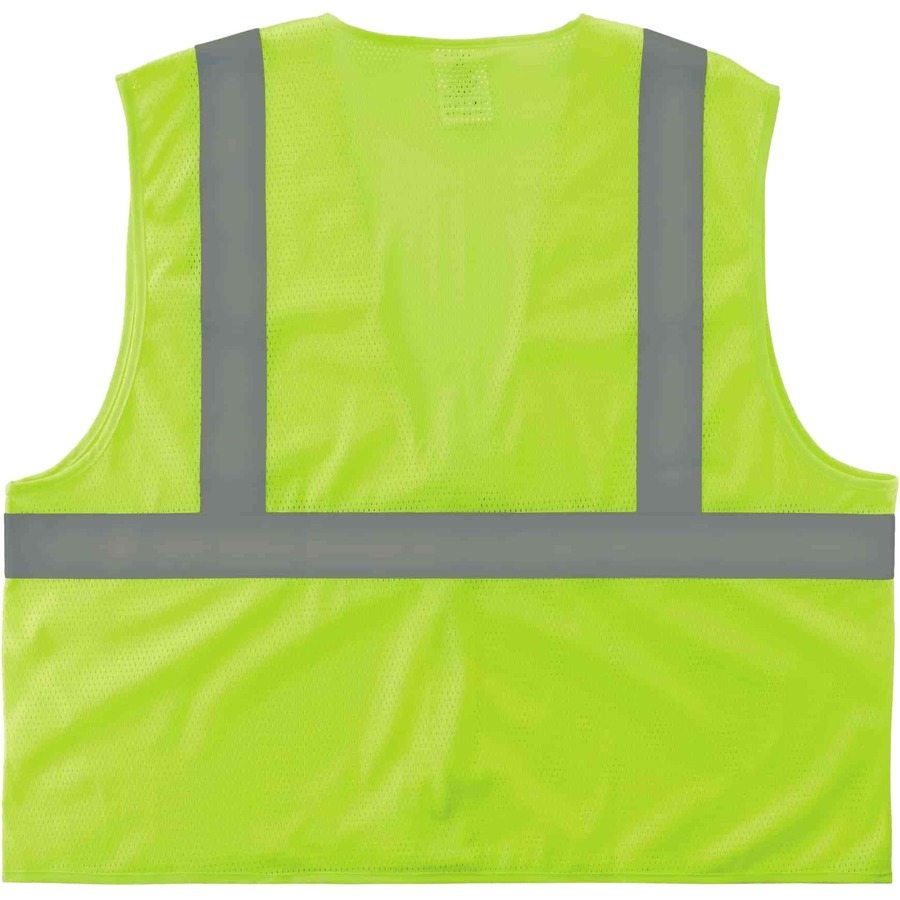 GloWear 8205HL Super Econo Mesh Vest - Recommended for: Construction, Emergency, Warehouse, Baggage Handling - Extra Small Size - Hook & Loop Closure - Polyester Mesh, Mesh Fabric - Lime - Lightweight, High Visibility, Reflective - 1 Each