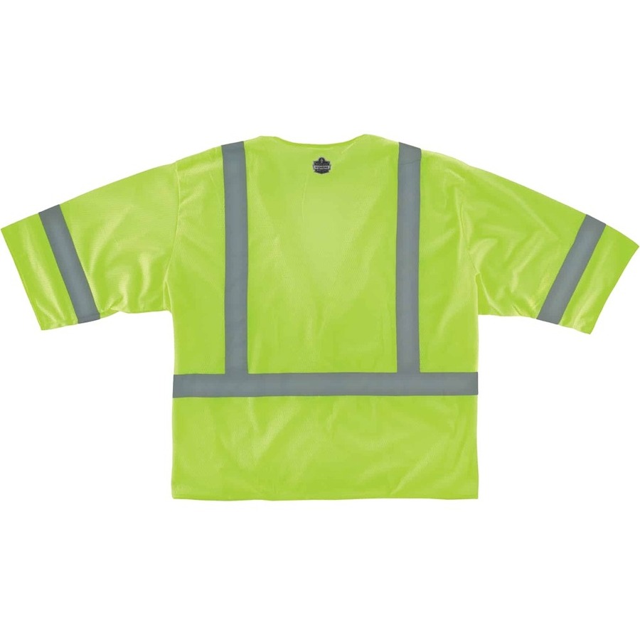 GloWear 8310HL Type R C-3 Economy Vest - Recommended for: Construction, Emergency, Utility, Baggage Handling, Flagger - 4-Xtra Large/5-Xtra Large Size - Hook & Loop Closure - Polyester Mesh, Mesh Fabric - Lime, Silver - Lightweight, High Visibility, Refle