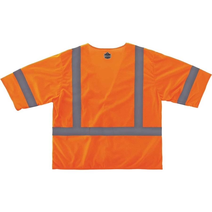 GloWear 8310HL Type R C-3 Economy Vest - Recommended for: Construction, Emergency, Utility, Baggage Handling, Flagger - 4-Xtra Large/5-Xtra Large Size - Hook & Loop Closure - Polyester Mesh, Mesh Fabric - Orange, Silver - Lightweight, High Visibility, Ref
