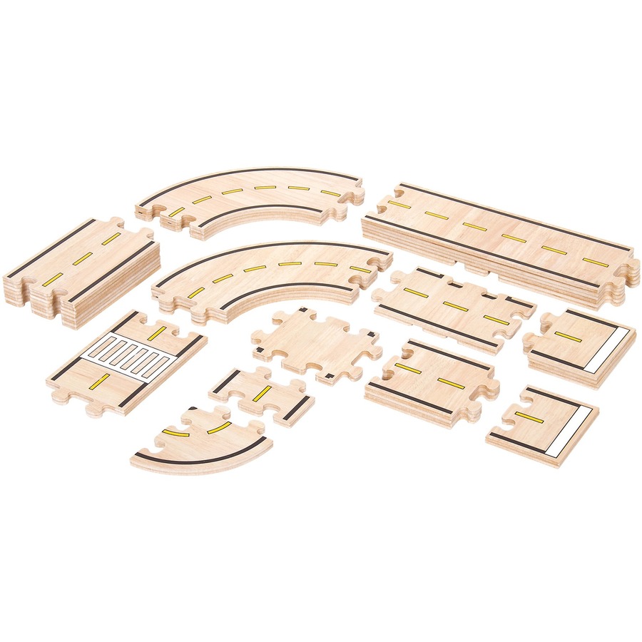 Guidecraft Double-Sided Roadway System - 42 Pc. Set - Skill Learning: Shape, Construction, Creativity - 42 Pieces - Vehicles - GUC6715