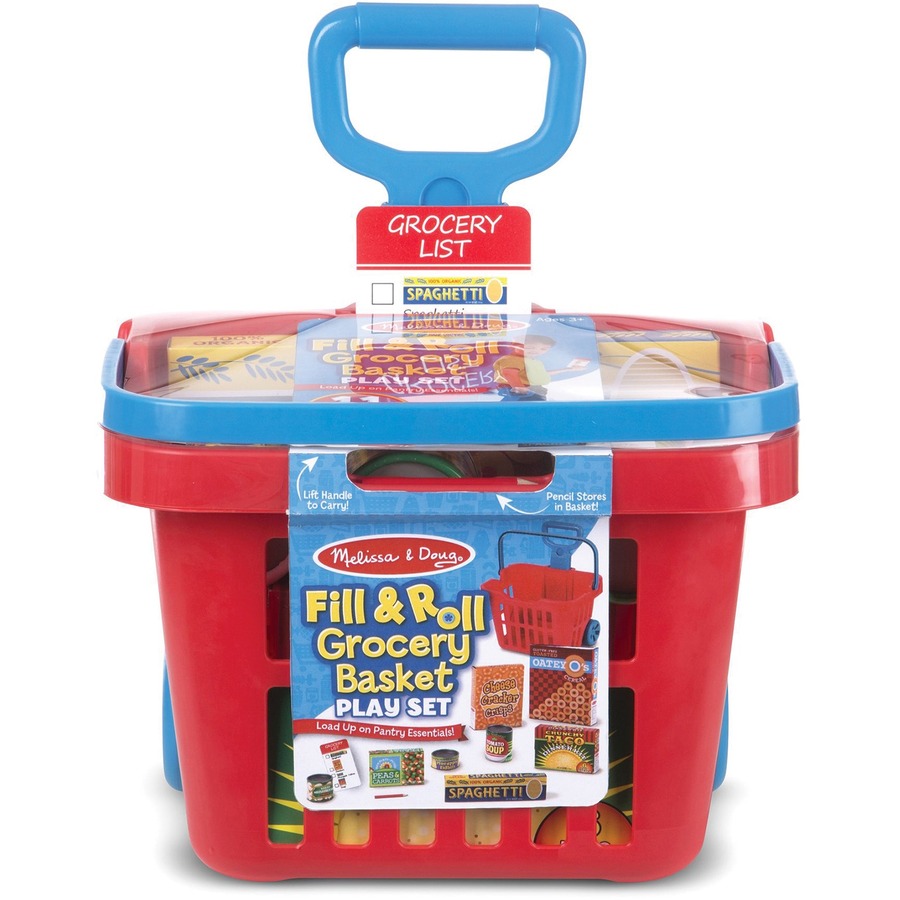Melissa & Doug - Fill & Roll Grocery Basket Play Set - Shopping Play - LCI14073