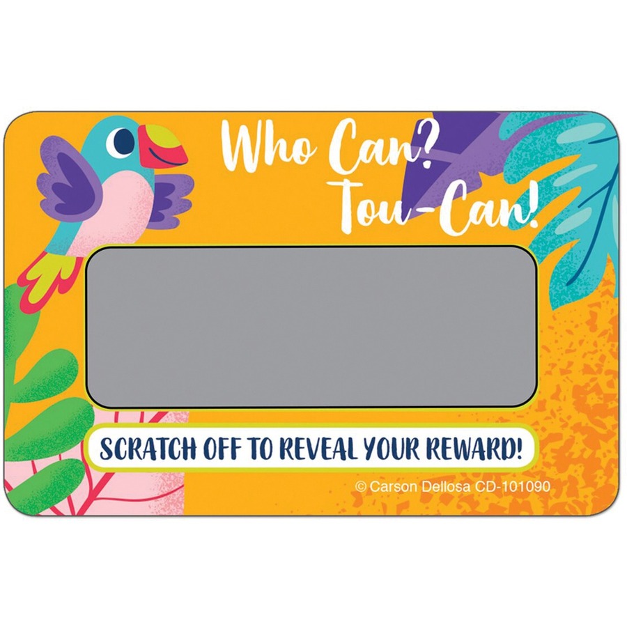 Carson Dellosa Education Who Can? Tou-Can! Scratch Off Awards & Certificates - "Who Can? Tou-Can!" - 3.50" x 2.25" - 30 / Pack - Incentives & Awards - CDP101090