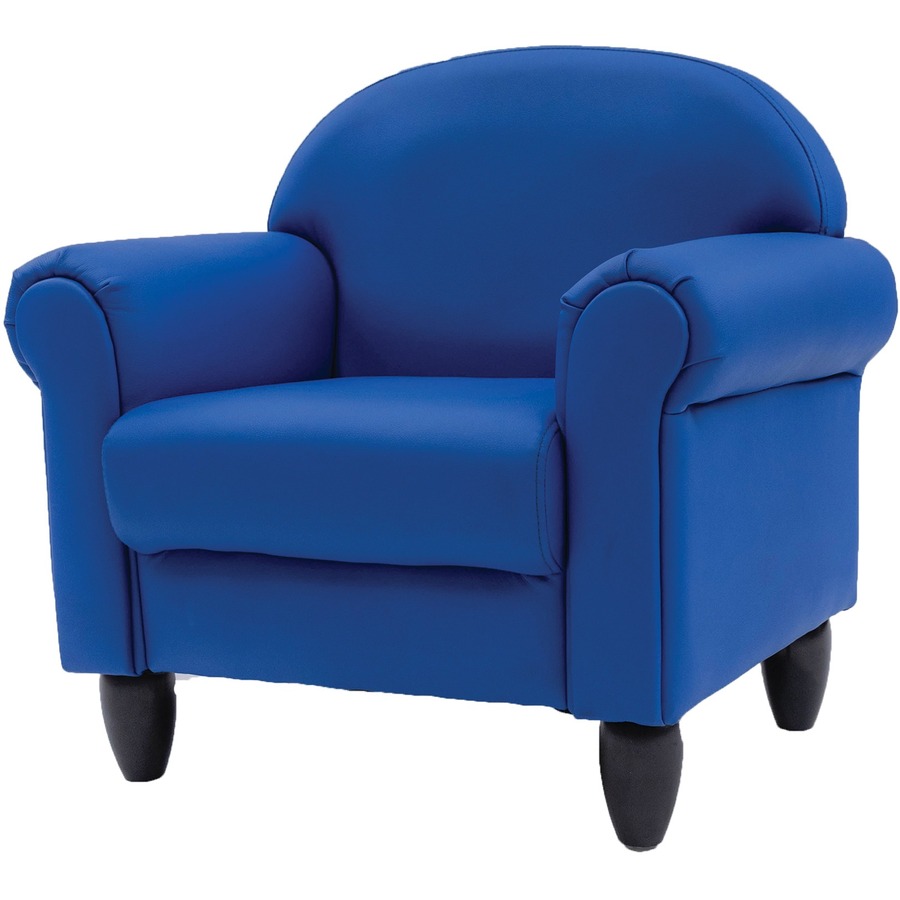 Children's Factory As We Grow Chair - Blue - Blue Seat - Blue Back - Hardwood Frame - Four-legged Base - Foam, Vegan Leather - Armrest - 1 Each - Cozy Seating - CFI805193