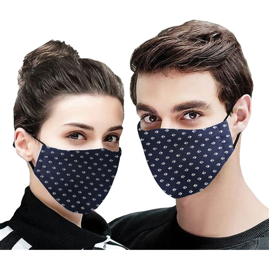 Nearly Famous Safety Mask - Recommended for: Face - 3-ply, Adjustable, Drawstring Ear Loop, Flexible, Washable, Reusable, Biodegradable, Nose Bridge - Virus, Bacteria, Smog, Dust Protection - Metal Band, Cotton Fiber - Blue - 1 Each -  - NFA99845