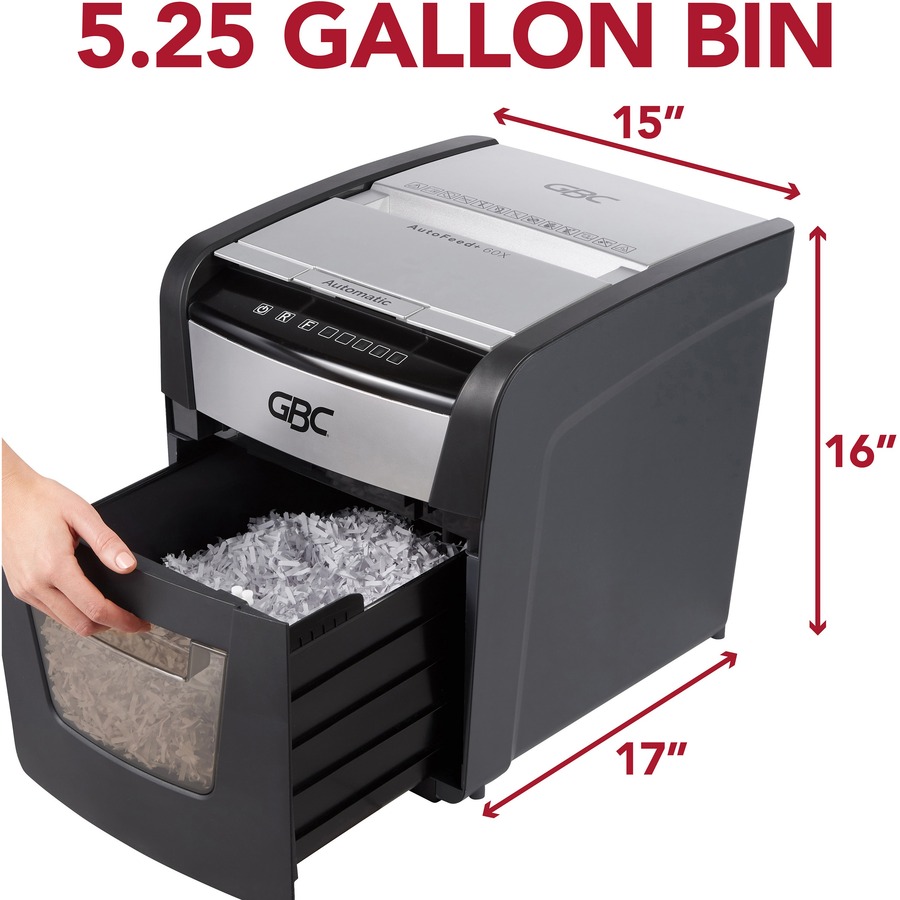 GBC AutoFeed+ Office Shredder, 600X, Micro-Cut, P-4, 600 Sheets