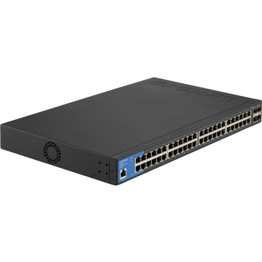 Linksys 48-Port Managed Gigabit Switch with 4 10G SFP+ Uplinks - 48 Ports - Manageable - TAA Compliant - 3 Layer Supported - Modular - 43.87 W Power Consumption - Optical Fiber, Twisted Pair - Rack-mountable - 5 Year Limited Warranty