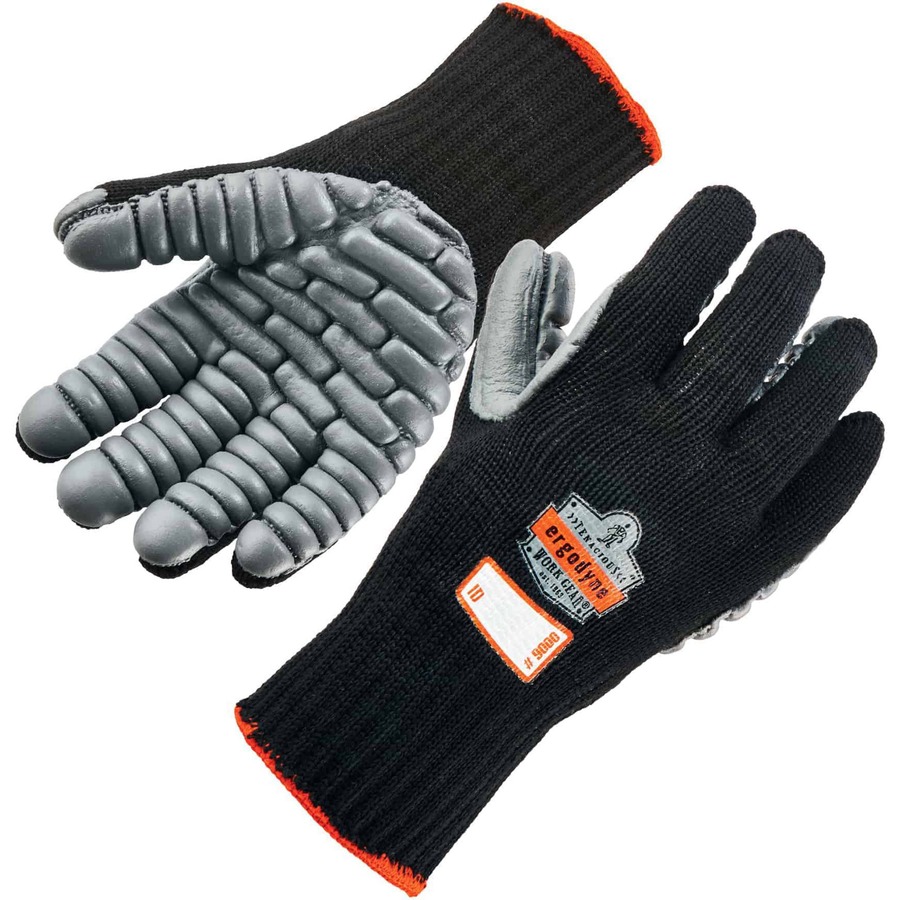 Ergodyne ProFlex 9000 Lightweight Anti-Vibration Gloves - Medium Size - Black - Anti-Vibration, Lightweight, Breathable, Seamless, Flexible, Comfortable, Pre-curved Design, Secure Fit, Dirt Resistant, Padded Palm - 1 - 3.50" Thickness - 13.50" Glove Lengt