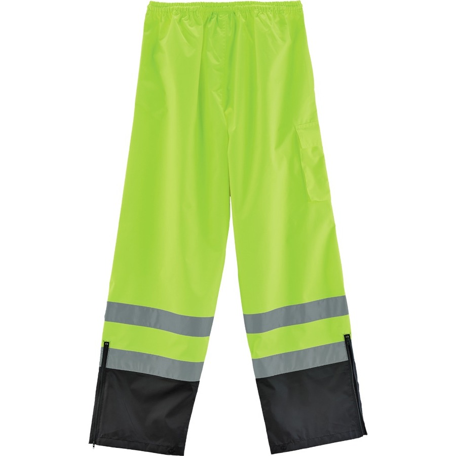 GloWear 8915BK Class E Bottom Rain Pants - For Rain Protection - 5XL Size - Lime - 300D Oxford Polyester, Polyurethane, Polyester Mesh