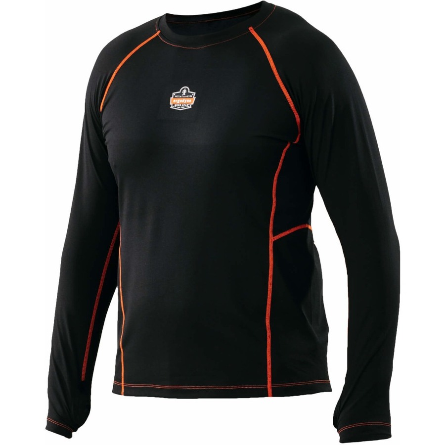 Ergodyne 6435 Thermal Base Layer Long Sleeve Shirt - Large Size - Fabric - Black