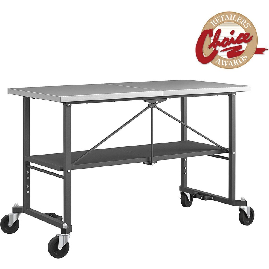 Cosco Commercial SmartFold Portable Workbench - Four Leg Base - 4 Legs - 700 lb Capacity x 52" Table Top Width x 25.50" Table Top Depth - 34.70" Height - Assembly Required - Gray - Stainless Steel - Stainless Steel Top Material - 1 Each