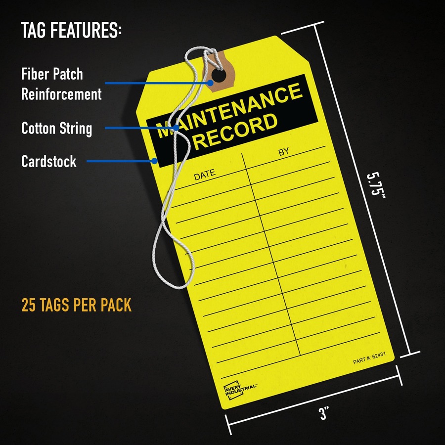 Avery® Preprinted HOLD Inventory Tags - 5.75" Length x 3" Width - 25 / Pack - Card Stock - Yellow