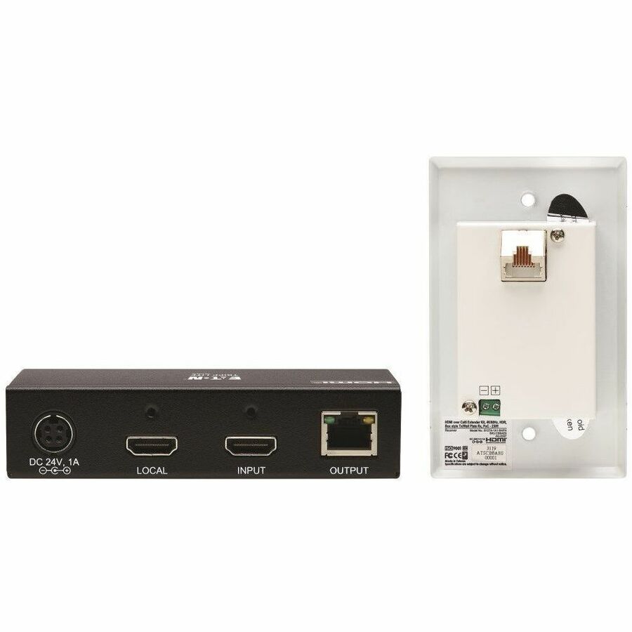 Tripp Lite by Eaton HDMI over Cat6 Extender Kit Box Transmitter/Wall Plate Receiver 4K 60 Hz 4:4:4 IR PoC HDR HDCP 2.2 230 ft. TAA
