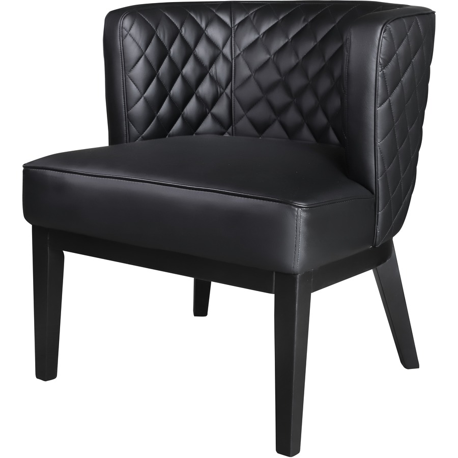 Boss Ava Accent Chair - Black Plush Seat - Black Back - Four-legged Base - 1 Each