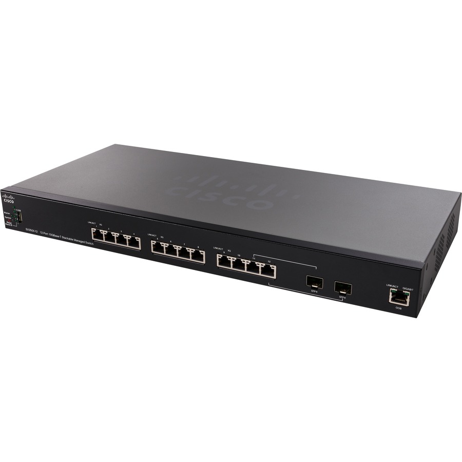 Cisco SX350X-12-K9-NA-RF refurbished 12-port 10GBase-T stackable managed switch — alternate view 1