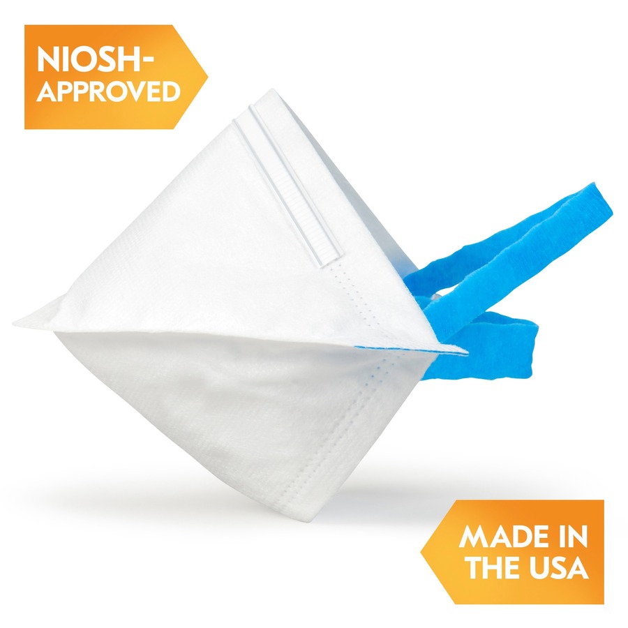 Kleenguard N95 Pouch Respirator - Recommended for: Face - Regular Size - White, Blue - Comfortable, Breathable, Adjustable Nose-piece, Lightweight, Foldable, Head Strap, Particle Filtration Efficiency (PFE) - 12 / Carton