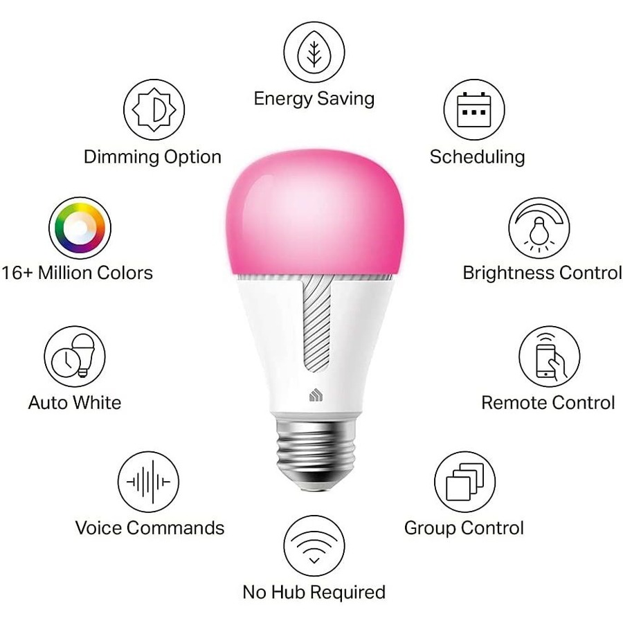  Kasa Smart Bulb, 1000 Lumens Full Color Changing Dimmable Smart  WiFi Light Bulb Compatible with Alexa and Google Home, 11W, A19, 2.4Ghz  only, No Hub Required (KL135P2) : Everything Else