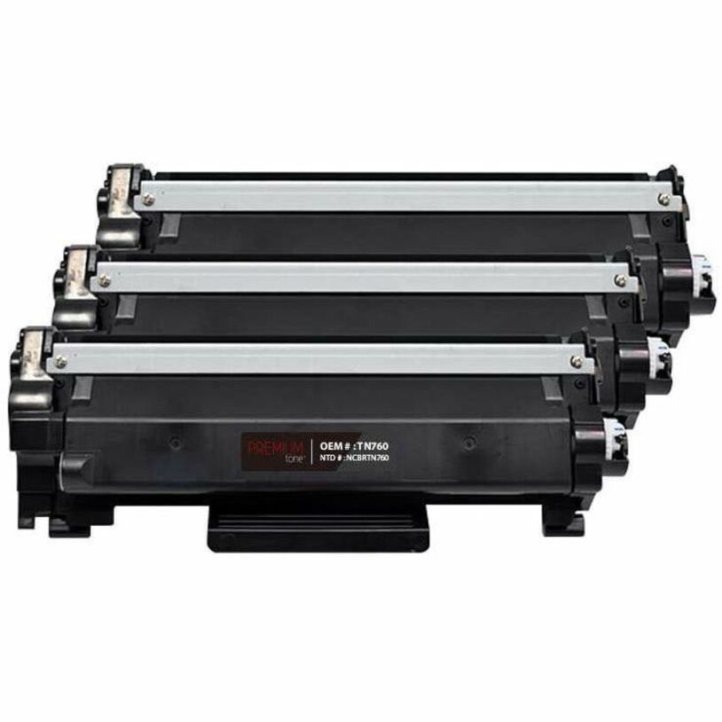 Premium Tone Laser Toner Cartridge TN760 - Black - 3 / Pack