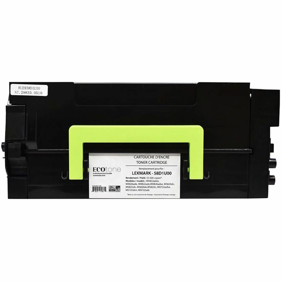 Cartouche de toner remise à neuf (Alternative à Lexmark 58D1U00) - Ecotone