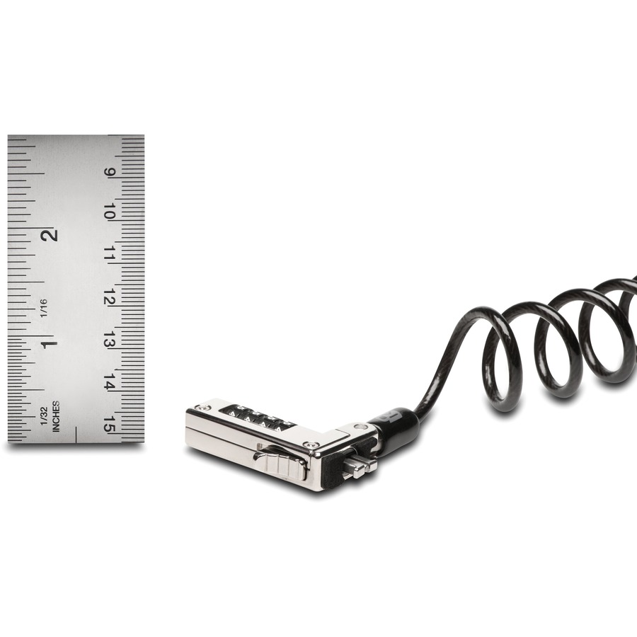 Kensington Slim Portable Combination Lock for Standard Slot - Resettable - 4-digit - Plastic, Carbon Steel - 5.9 ft - For Notebook = KMWK60625WW