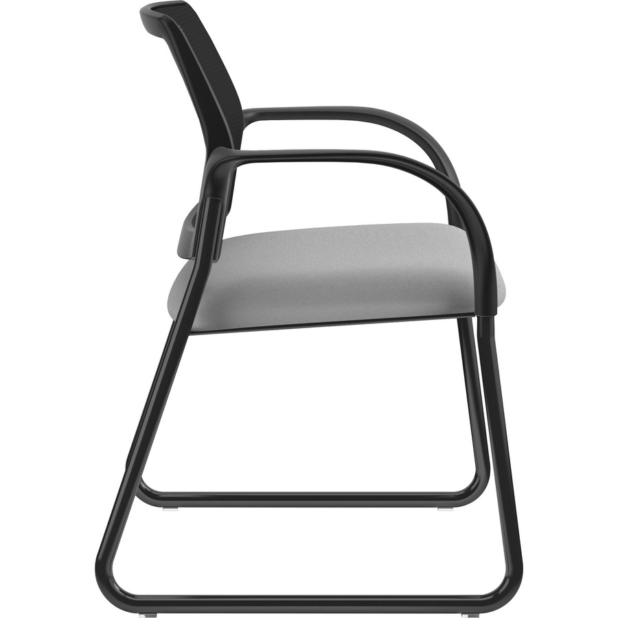 HON Ignition Chair - Frost Fabric Seat - Black Mesh Back - Black Steel Frame - Sled Base - Frost - Armrest