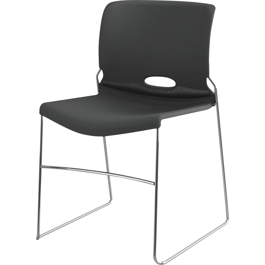 HON Olson Chair - Plastic Seat - Lava Plastic Back - Chrome Steel Frame - Lava - Plastic - 4 / Carton