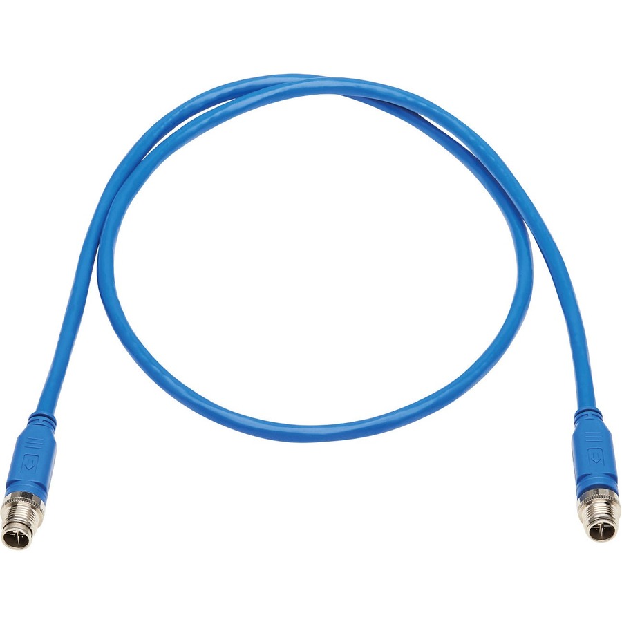 Eaton Tripp Lite Series M12 X-Code Cat6 1G UTP CMR-LP Ethernet Cable (M/M), IP68, PoE, Blue, 1 m (3.3 ft.), TAA