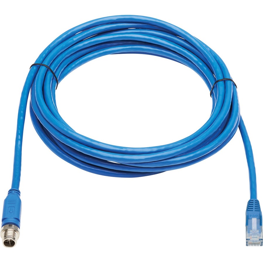 Eaton Tripp Lite Series M12 X-Code Cat6 1G UTP CMR-LP Ethernet Cable (M12 M/RJ45 M), IP68, PoE, Blue, 10 m (32.8 ft.), TAA