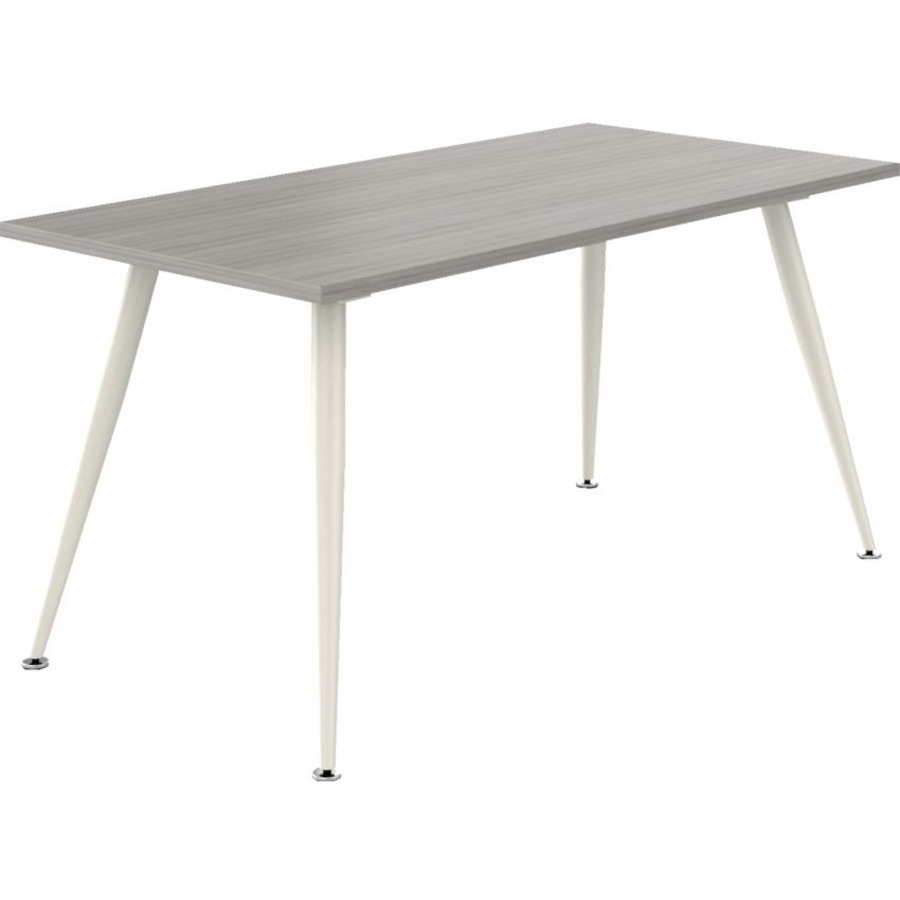 Offices To Go Corner Table Desk, Grigio Top, White Angled Leg Base, 60" x 30" Table Top - 1 Each - L-Shape - GLBML6030OGDNGL