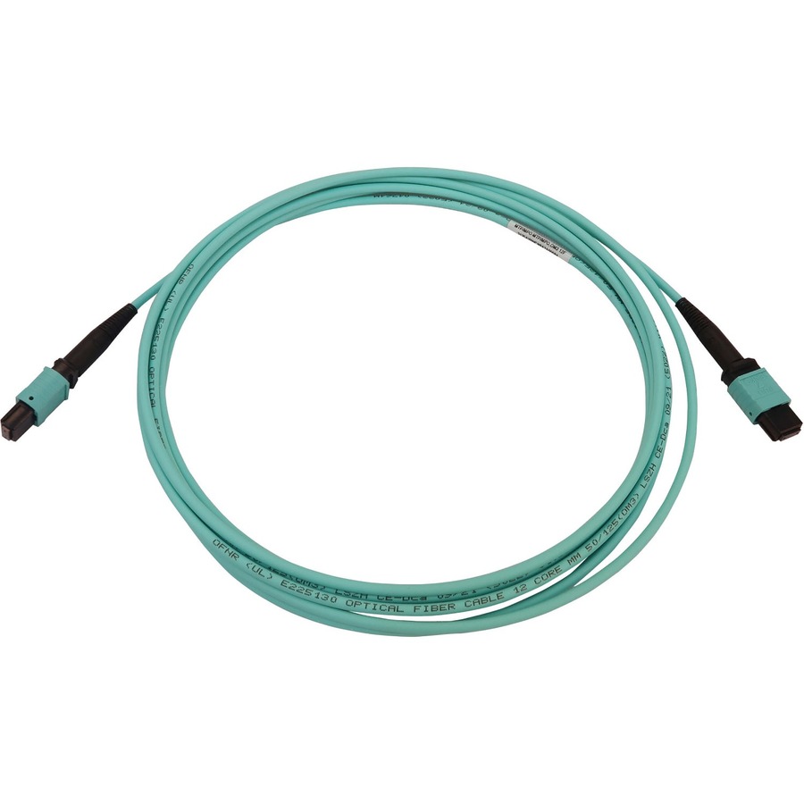 Tripp Lite N844B-03M-12-P Fiber Optic Network Cable - 9.8 ft Fiber Optic Network Cable for Network Device, Patch Panel, Switch - First End: 1 x MTP/MPO Network - Female - Second End: 1 x MTP/MPO Network - Female - 400 Gbit/s - LSZH, OFNR - 50/125 &micro;m