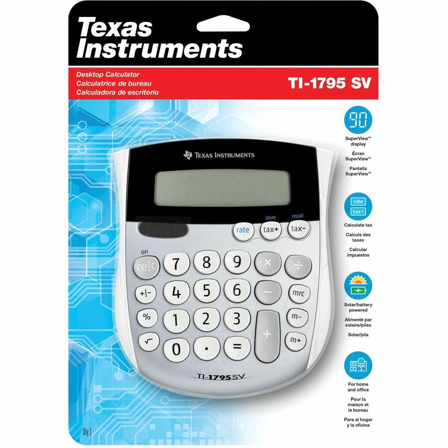 Texas Instruments TI1795SV mini desktop calculator for office desks and counters — alternate view 1