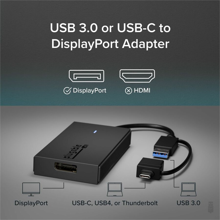 Plugable USB C to DisplayPort Adapter, Universal Video Graphics Adapter for USB 3.0 and USB-C Macs and Windows