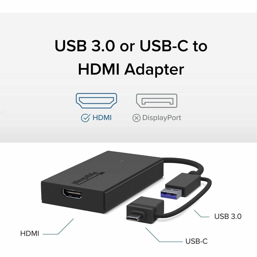 Plugable USB C to HDMI Adapter, Universal Video Graphics Adapter for USB 3.0 and USB-C Macs and Windows
