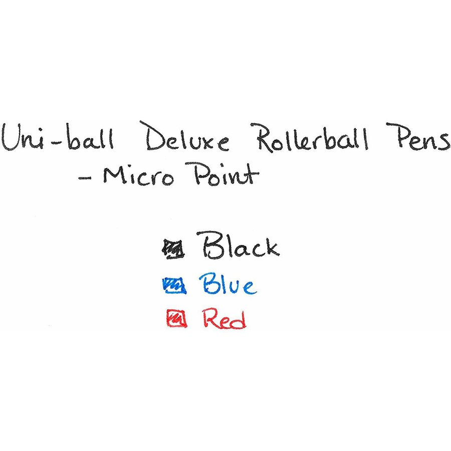 uni-ball Deluxe Rollerball Pens - Micro Pen Point - 0.5 mm Pen Point Size - Red - Gray Barrel - Rollerball Pens - UBC60026