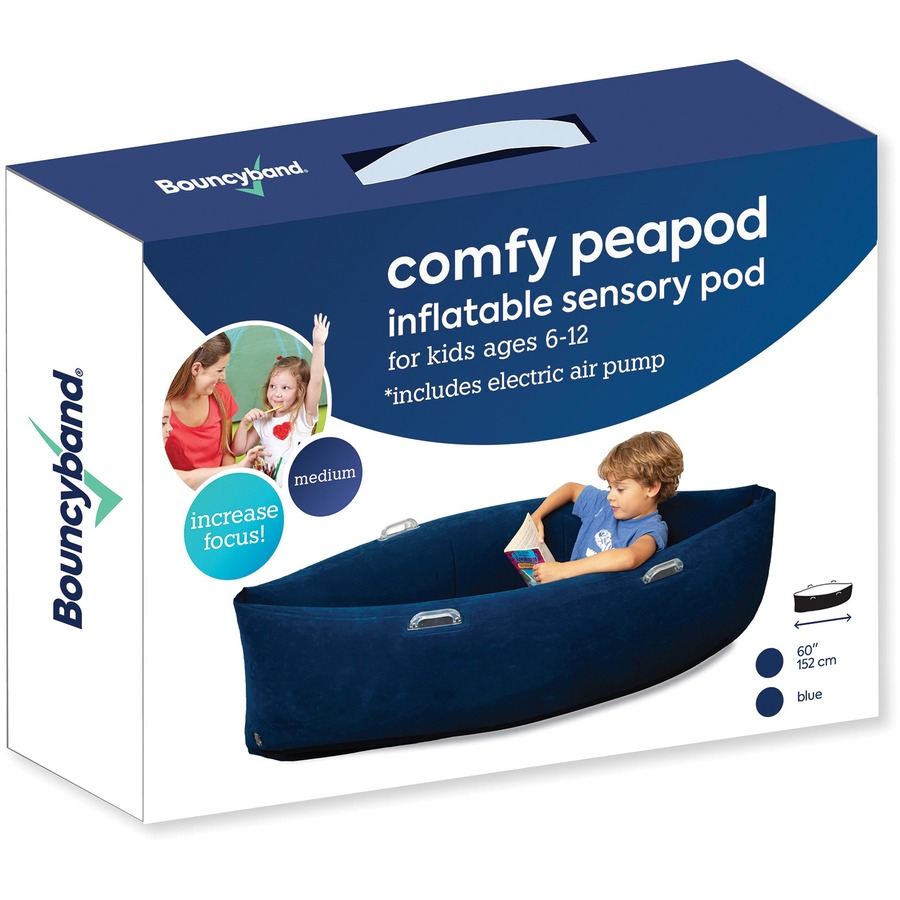 Bouncyband Comfy Hugging Peapod Medium 60" for Elementary/Middle School Kids - Each - Dark Blue - Vinyl - Proprioceptive Input-Blankets, Vests - BBAPD60BU